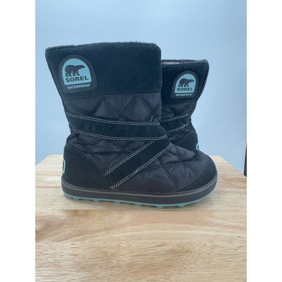 SOREL Glacy Size 9 Women's Black Suede quilted pull on Waterproof‎ Winter Boots - Picture 5 of 8